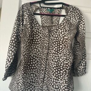 vfish Brown and White Patterned Blouse